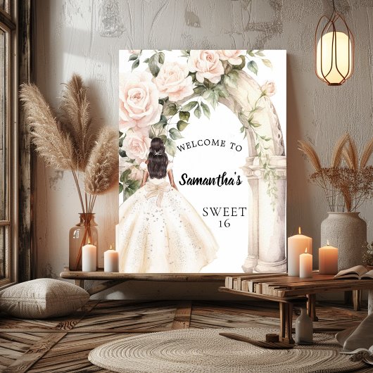 Rosa Blumengestelle Rose Bogen Sweet 16 willkommen Poster