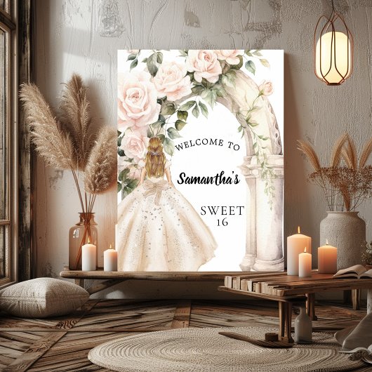 Rosa Blumengestelle Rose Bogen Sweet 16 willkommen Poster