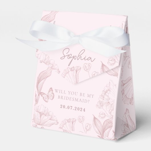 Rosa Blumengestelle werden mein Vorschlag für eine Geschenkschachtel (Vorderseite)