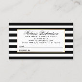 Rosa Blumengestreifte Schwarzweiss-Empfehlung Visitenkarte (Rückseite)