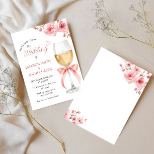 Rosa Blumenglas Wasserfarben-Hochzeit Einladung