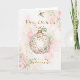 Rosa Blumenglaskugel Frohe Weihnachtskarte Karte