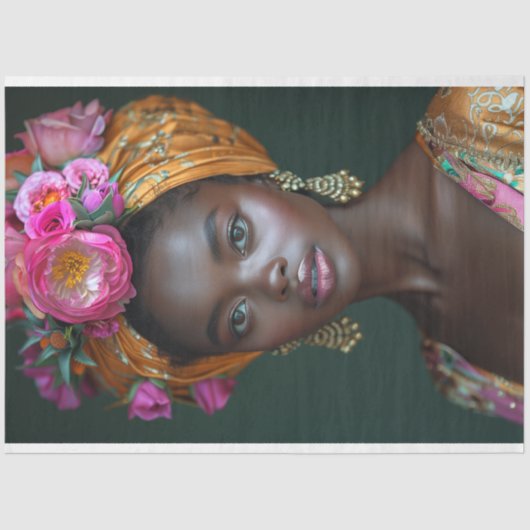 Rosa Blumengoddess Portrait Decoupage Seidenpapier (Vorderseite)