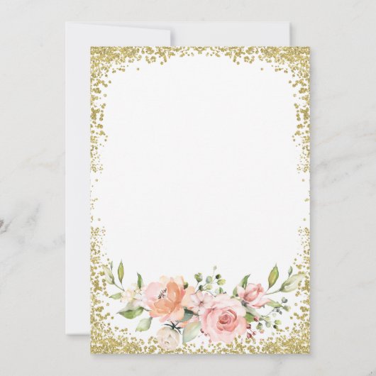 Rosa Blumengold Glitzer Abschluss der Krankenpfleg Einladung (Rückseite)