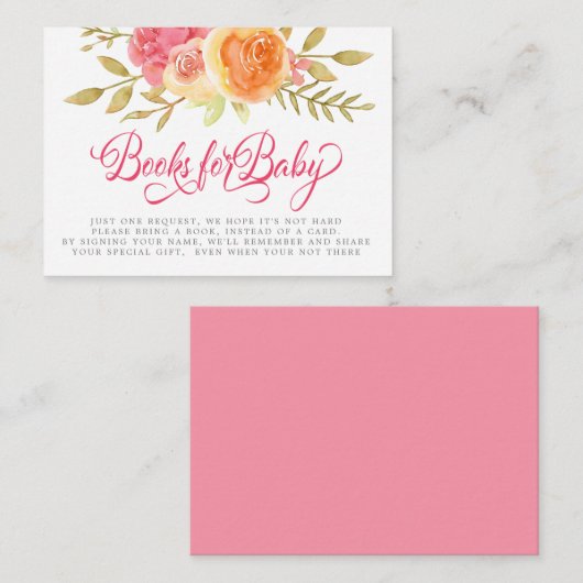 Rosa Blumengoldbuch für Bay Brautparty Begleitkarte (Vorne/Hinten)