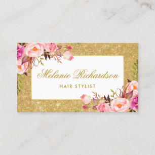 Rosa BlumengoldGlitzer-Haar-Stylist-Verabredung Terminkarte