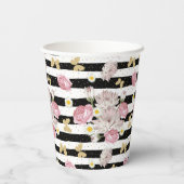 Rosa Blumengoldschmetterling Custom Foto Geburtsta Pappbecher (Rückseite)