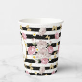 Rosa Blumengoldschmetterling Custom Foto Geburtsta Pappbecher (Links)