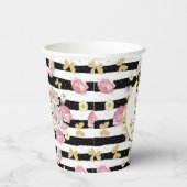 Rosa Blumengoldschmetterling Custom Foto Geburtsta Pappbecher (Rechts)