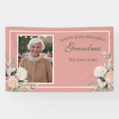 Rosa Blumengranma 90. Geburtstag Banner (Horizontal)