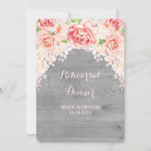 Rosa Blumengrau Probe Abendessen Party Einladung (Vorderseite)