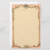 Rosa Blumengrenze stationär Briefpapier (Vorne/Hinten)