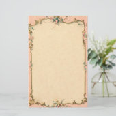 Rosa Blumengrenze stationär Briefpapier (Stehend Vorderseite)