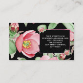 Rosa Blumengrün Blätter Schwarze Blume Visitenkarte (Rückseite)