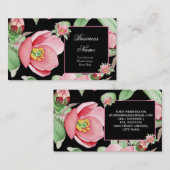 Rosa Blumengrün Blätter Schwarze Blume Visitenkarte (Vorne/Hinten)