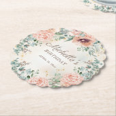 Rosa Blumengrün Blattgold Glitzer Geburtstag Untersetzer (angewinkelt)