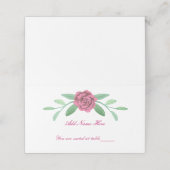 Rosa Blumengrün Blattwerk Platzkarte (Außenseite Aufgefaltet)