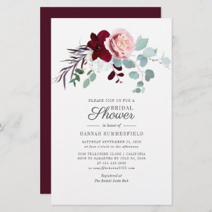 Rosa Blumengrün Bridal Dusche Einladung Briefpapier