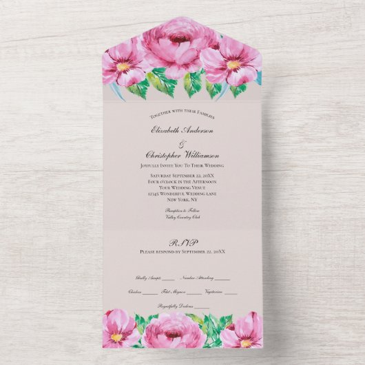 Rosa Blumengrün, das alles in einer Einladung vers (Innen Boden)