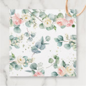 Rosa Blumengrün Elephant Baby Shower Girl Geschenkanhänger (Rückseite)