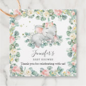 Rosa Blumengrün Elephant Baby Shower Girl Geschenkanhänger (Vorderseite)