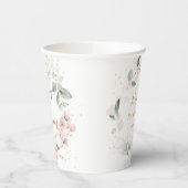 Rosa Blumengrün Foliage Baby Shower Paper Cup Pappbecher (Links)
