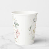 Rosa Blumengrün Foliage Baby Shower Paper Cup Pappbecher (Rechts)