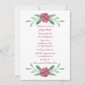 Rosa Blumengrün Foliage Brautparty Einladung (Vorderseite)