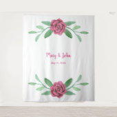 Rosa Blumengrün Foliage Foto Hintergrund Wandteppich (Vorderseite)