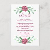 Rosa Blumengrün Foliage Hochzeitdetails Begleitkarte (Vorderseite)
