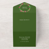 Rosa Blumengrün Forest Green Wedding RSVP All In One Einladung (Außenbereich)