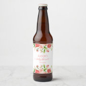 Rosa Blumengrün Girl Babydusche Bierflaschenetikett (Vorderseite)