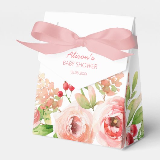 Rosa Blumengrün Girl Babydusche Geschenkschachtel (Vorderseite)