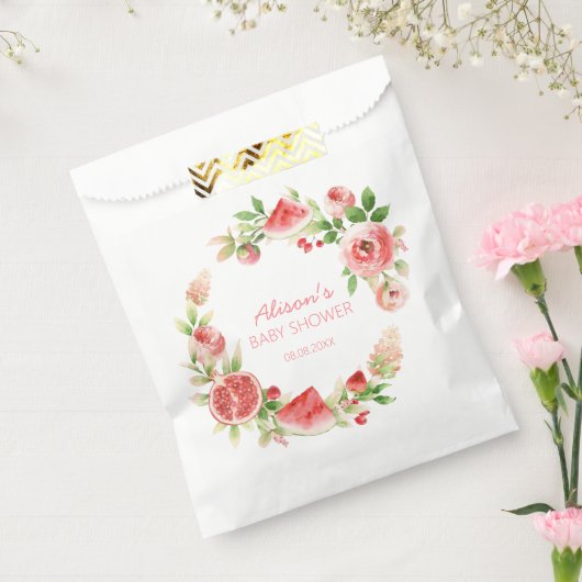 Rosa Blumengrün Girl Babydusche Geschenktütchen (Versiegelt)