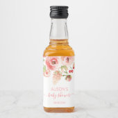 Rosa Blumengrün Girl Babydusche Mini Alkoholflaschenetikett (Vorderseite)