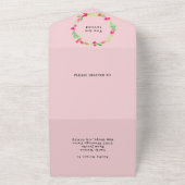 Rosa Blumengrün Hellrosa Chic Hochzeit RSVP All In One Einladung (Außenbereich)