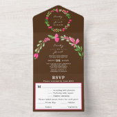 Rosa Blumengrün Moderne Braun Elegant UAWG All In One Einladung (Innen Boden)