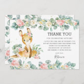 Rosa Blumengrün Niedlich Kangaroo Geburtstagsmädch Dankeskarte (Vorne/Hinten)