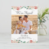 Rosa Blumengrün Party Foto Einladung (Stehend Vorderseite)