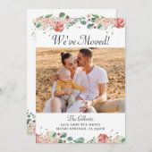 Rosa Blumengrün Party Foto Einladung (Vorne/Hinten)