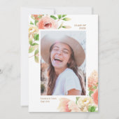 Rosa Blumengrün Rosa Elegantes Foto Abschluss Ankündigung (Vorderseite)