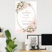 Rosa Blumengrün Rosa Glitzer Hochzeit Poster (Heimbüro)