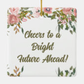 Rosa Blumengrün Rustic Boho Happy Rente Keramikornament (Rückseite)