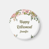 Rosa Blumengrün Rustic Boho Happy Rente Magnet (Vorne)