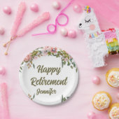 Rosa Blumengrün Rustic Boho Happy Rente Pappteller (Party)