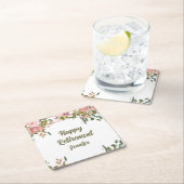 Rosa Blumengrün Rustic Boho Happy Rente Rechteckiger Pappuntersetzer (Vor Ort)