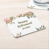 Rosa Blumengrün Rustic Boho Happy Rente Rechteckiger Pappuntersetzer (angewinkelt)