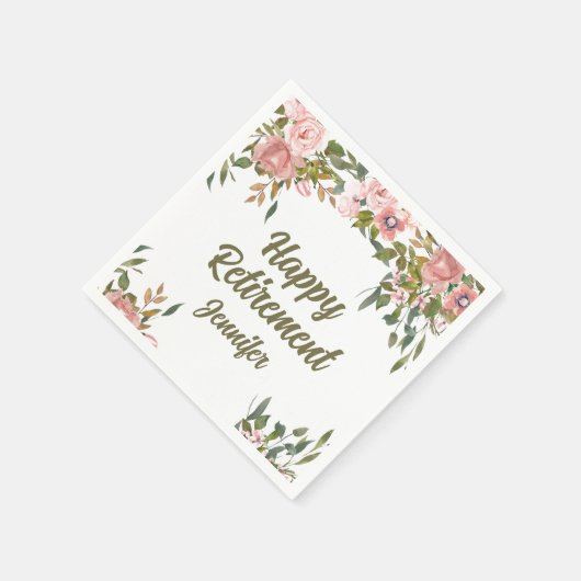 Rosa Blumengrün Rustic Boho Happy Rente Serviette (Ecke)