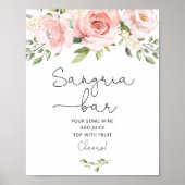 Rosa Blumengrün Sangria Bar Poster (Vorne)