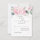 Rosa Blumengrün Splashes Hochzeit RSVP Karte (Vorderseite)